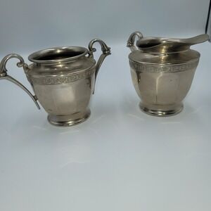 Vintage Westinghouse Silver Plated Creamer and Sugar Bowl Set Paneled Etched
